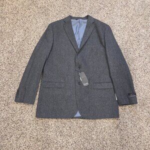 Greg Norman Sport Coat Blazer Mens 46L Wool Blend Dark Gray Tweed New NWT